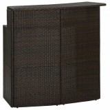 Masă Bar Grădină Maro vidaXL 120x55x110cm Poliratan, Blat 2 Niveluri, Oțel Vopsit Electrostatic, Ratan PE Rezistent Intemperii