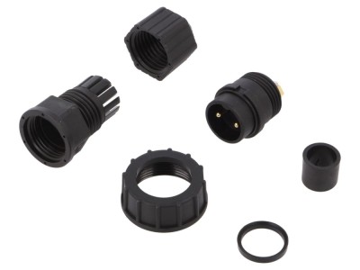 Conector circular 2 pini aurit 20A foto