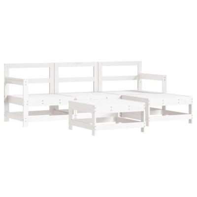 Set mobilier relaxare de gradina 5 piese alb lemn masiv de pin foto