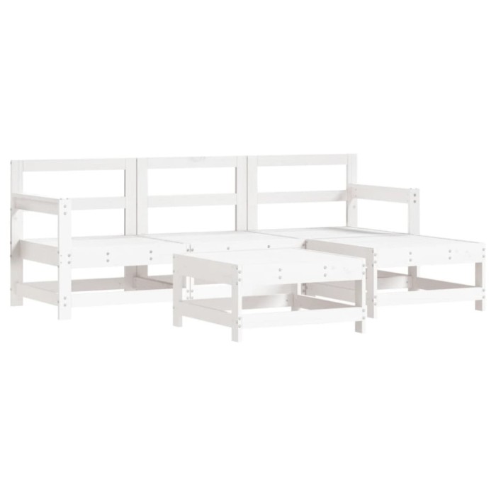 Set mobilier relaxare de gradina 5 piese alb lemn masiv de pin