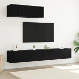 vidaXL Set dulap TV cu 3 piese montat pe perete din stejar negru, lemn prelucrat