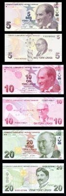 TURCIA █ SET █ 5 + 10 + 20 Lira █ 2009 █ P-222f-223f-224f █ Seria F-F-G █ UNC foto