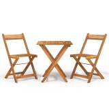 Set de bistro pliabil, 3 piese, lemn masiv de acacia