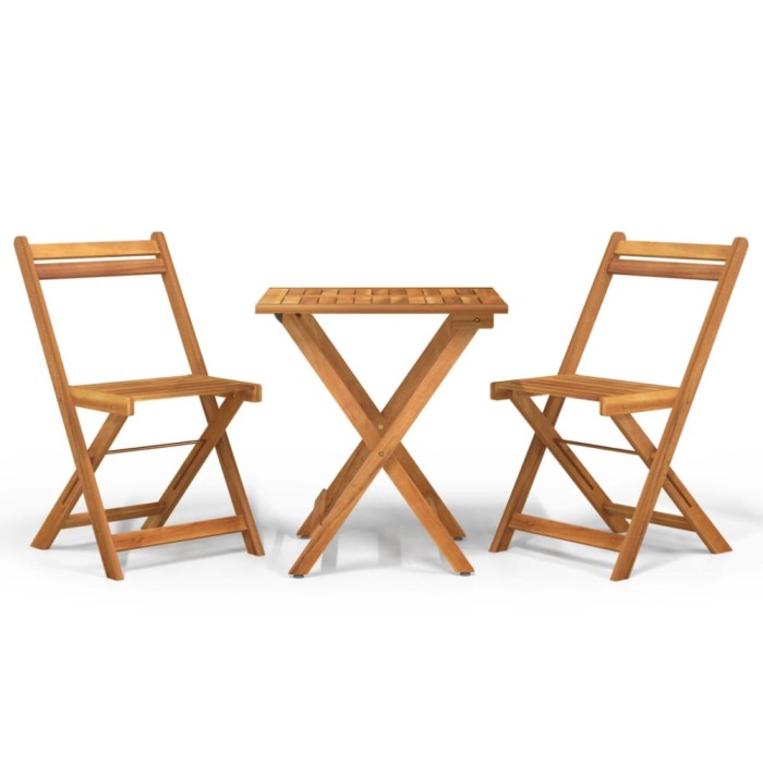Set de bistro pliabil, 3 piese, lemn masiv de acacia