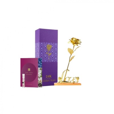 Set mostra de parfum 2 ml Avon si trandafir auriu cu suport si cutie cadou, suflat la baza cu auriu foto