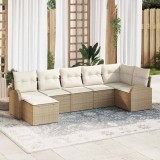 Cumpara ieftin Set de canapele pentru grădină cu pernă 7 pcs Bej Rattan poli