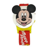 Ceas copii Mickey Mouse, Disney, Model 3D, Plastic/Cauciuc, Multicolor, 22 x 3,8 cm