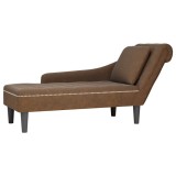 vidaXL Șezlong cu pernă și cotieră dreaptă, maro piele ecologică 4009780