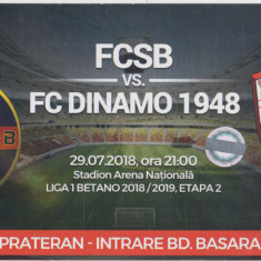 M5 - BILET ACCES PARCARE - FCSB STEAUA - FC DINAMO 1948 - 29 07 2018