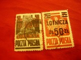 2Timbre Polonia 1947 - Aviatie supratipar Lotnicza, 2 val. stampilate 25 si 50z, Stampilat