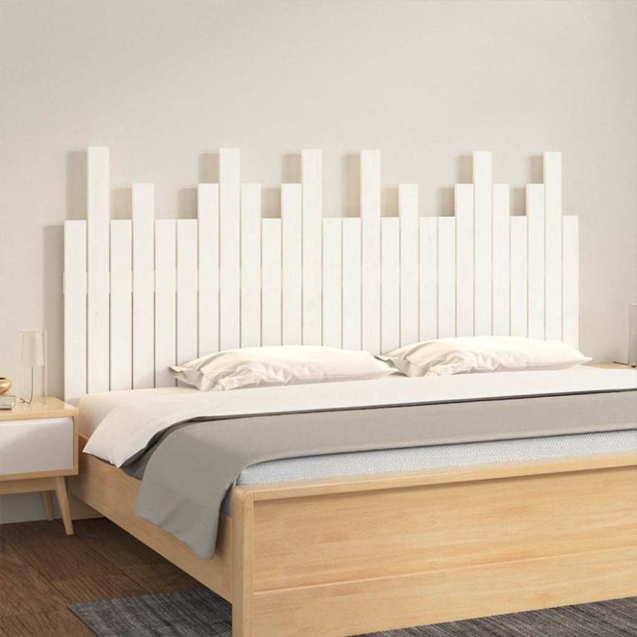 vidaXL Tăblie de pat pentru perete, alb, 166x3x80 cm, lemn masiv pin 824809