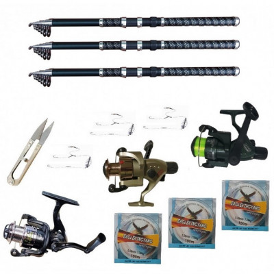 Set pescuit sportiv cu 3 lansete 2.7 m Ultra Carp, 3 mulinete, trei gute, monturi si foarfeca foto