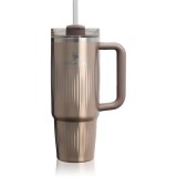 Stanley Quencher H2.O FlowState&trade; Fluted Tumbler pahar din oțel inoxidabil cu pai medium Pale Gold Shine 890 ml