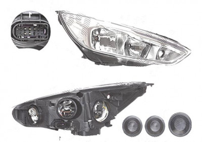 Far Ford Focus 3, 10.2014-, fata, Dreapta, cu LED daytime running light; H1+H7+LED+PY21W; electric; silver; cu motor; foto