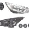 Far Ford Focus 3, 10.2014-, fata, Dreapta, cu LED daytime running light; H1+H7+LED+PY21W; electric; silver; cu motor;