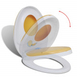 VidaXL Capac WC cu &icirc;nchidere silențioasă, alb &amp; galben, adulți/copii
