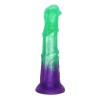 Dildo Premium Horse cu Ventuza, Silicon Lichid, Verde/Mov, 19.5 cm, Guilty Toys