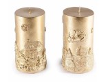 Cumpara ieftin Set 2 lumanari Craciun aurii &Oslash; 6 cm x 12 H