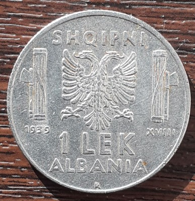 (M2431) MONEDA ALBANIA - 1 LEK 1939, OCUPATIE ITALIANA, VITTORIO EMANUELE III foto