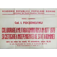 AFISUL CONFERINTEI COLONELULUI I. FOCSENEANU , ANII &#039;50