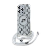 Husa pentru iPhone 15 Pro Max - Karl Lagerfeld IML Crossbody MagSafe (KLHMP15XHCKCKLCT) - Clear Monogram Karl&amp;Choupette Head