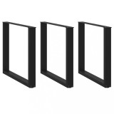 VidaXL Picioare de masă &icirc;n formă de U, 3 buc., negru, 90x(72-73) cm, oțel