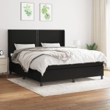 VidaXL Pat box spring cu saltea, negru, 180x200 cm, catifea