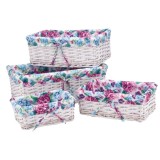 Cumpara ieftin Set 4 cosuri depozitare lemn salcie, textil multicolor 26 x 18 x 9 cm, 32 x 21 x 12 cm, 39 x 26 x 15 cm, 36 x 31 x 17 cm