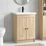 Cumpara ieftin Set de mobilier pentru baie Stejar Sonoma 56 x 37,5 x 81 cm