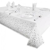 Fata de masa, flippy, din peva, imprimeu buline, 137 x 274 cm, impermeabila, fara pete, curatare rapida, argintiu