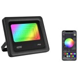Proiector LED Smart RGBCW 40W Bluetooth, IP66, 16 Mil. Culori, Telecomanda APP, Interior/Exterior, 85-265V