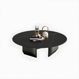 MASUTA CAFEA ROTUNDA AMBER MARMURA BLAT NEGRU 90x90x35cm