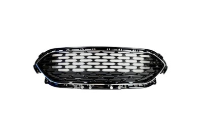 Grila radiator Ford Kuga, 12.2019-05.2024; Escape, 04.2019-, montare fata, cu rama crom; 5 benzi cromate, Typ Streifen; Negru lucios, RapidAuto foto