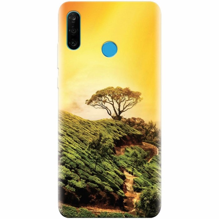 Husa silicon pentru Huawei P30 Lite, Hill Top Tree Golden Light