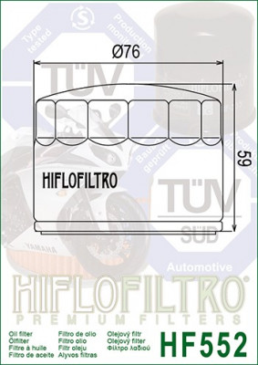 Filtru Ulei HF552 Hiflofiltro Moto Guzzi 14153000 Cod Produs: MX_NEW HF552 foto