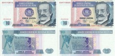 2 x 1987 ( 26 VI ) , 10 intis ( P-129 ) - Peru - stare UNC
