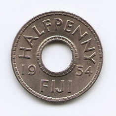 Fiji 1/2 penny 1954 - Elizabeth II - Cupru-nichel, B11, 21.1 mm KM-20 (4)
