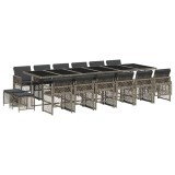Cumpara ieftin Set mobilier de gradina cu perne, 17 piese, gri, poliratan