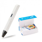 Cumpara ieftin Creion 3D iSEN D14 3D Pen Alb, Display OLED, PLA ABS, 3 filamente