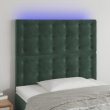 Cumpara ieftin Tăblie de pat cu LED, verde &icirc;nchis, 90x5x118/128 cm, catifea
