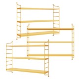 Set 3 rafturi de perete modulare galbene din otel Str&auml;ngn&auml;s [en.casa]