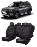 Cumpara ieftin Set huse scaune compatibile Dacia Duster 2010-2017 Piele + Textil (Compatibile cu sistem AIRBAG)
