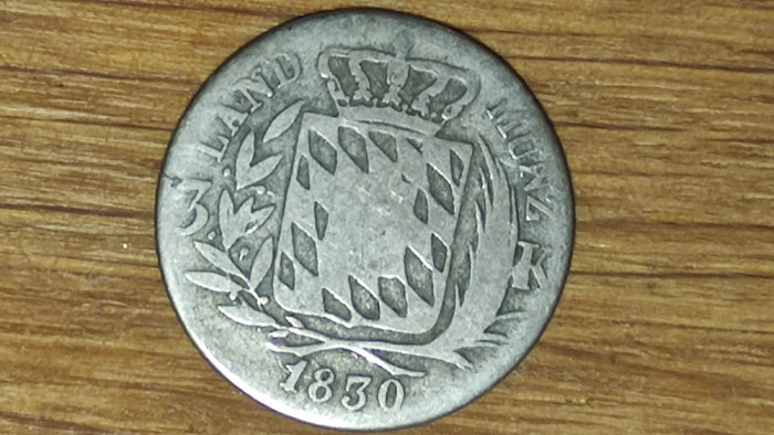 Germania state - Bavaria - 3 kreuzer 1830 argint - Ludovic I de Bavaria - rara !