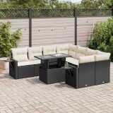VidaXL Set mobilier de grădină cu perne, 9 piese, negru, poliratan 3326447