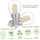 Bec de frigider, LED SMD, 3W, E14, economic, alb cald