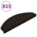 VidaXL Covorașe scări autoadezive 15 buc. maro 62x21x4 cm stil punch