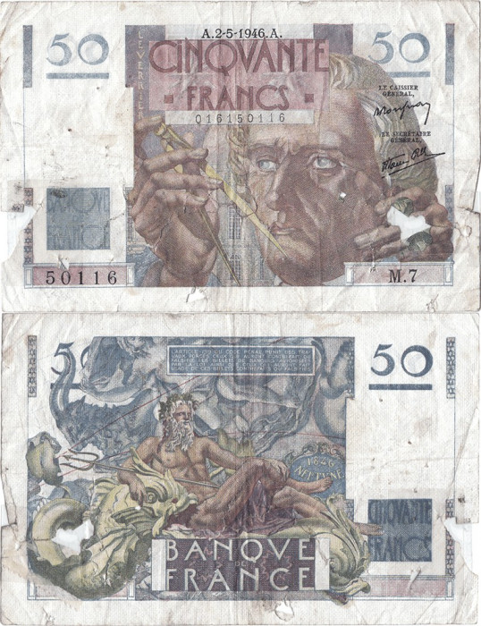 1946 (2 V), 50 francs (P-127a.1) - Franța