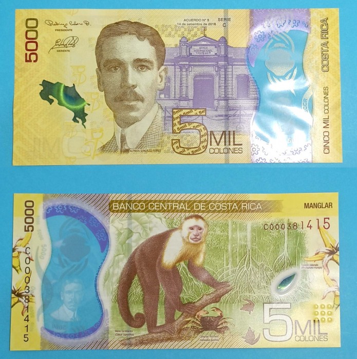 Costa Rica 5.000 Colones 2018 &#039;A. Flores&#039; UNC serie: C000381415 p282