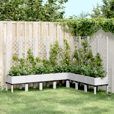 vidaXL Jardinieră de grădină cu spalier, alb, 200x160x142 cm PP