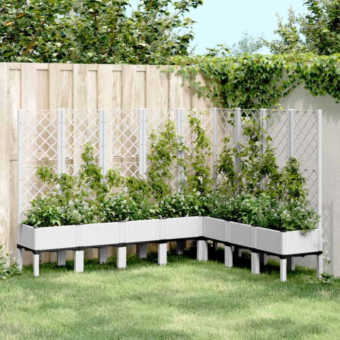 vidaXL Jardinieră de grădină cu spalier, alb, 200x160x142 cm PP 367944